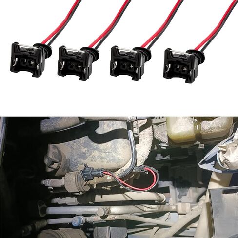 4PCS Automobile Fuel Injector Connector, Automotive Replacement Fuel Injectors, EV1 Plug Wire Harness Pigtail Wiring Loom Clip Cut, Car Parts Fuel Injector Connector Pigtail for Cars (4PCS) in Saudi Arabia
