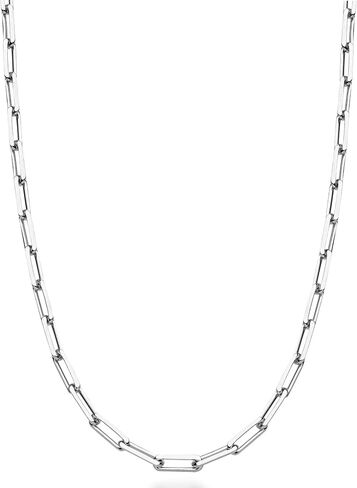 Miabella Italian Solid 925 Sterling Silver, 18Kt Gold Plated 3mm Paperclip Link Chain Necklace for Women Men, Made in Italy in Saudi Arabia