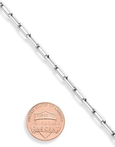 Miabella Italian Solid 925 Sterling Silver, 18Kt Gold Plated 3mm Paperclip Link Chain Necklace for Women Men, Made in Italy in Saudi Arabia