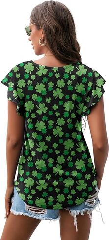 PrinStory Women's Tops Summer Casual Ruffle Short Sleeves Knit Shirts Round Neck Tunic Top For Women 2024 Fashion Trend in Kuwait