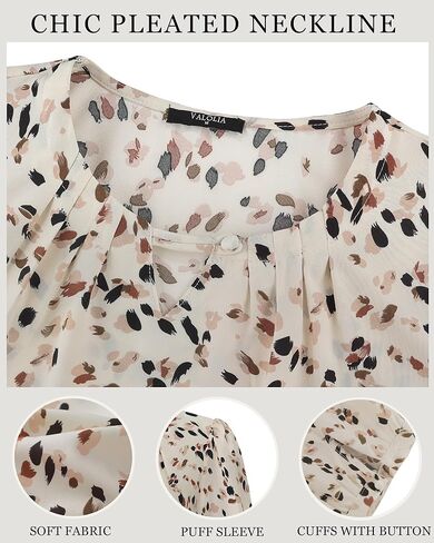 VALOLIA Women's 3/4 Sleeve Dressy Blouses Shirts Business Casual Work Chiffon Tunic Tops in Kuwait