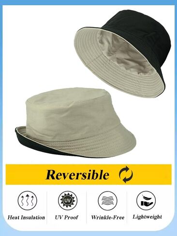 Gelante Reversible Bucket Hat for Men and Women - Cotton, Outdoor Sun Protection Bucket Hats. in Saudi Arabia