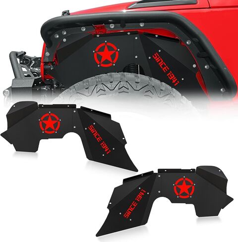 Front Inner Fender Liners Compatible with 2007-2018 Jeep Wrangler JK & JKU Unlimited Sport Sahara Rubicon, Bolt-on Style Fenders Flares Wheel Well Cover Steel Mud Guards (2/4 Doors) in Kuwait