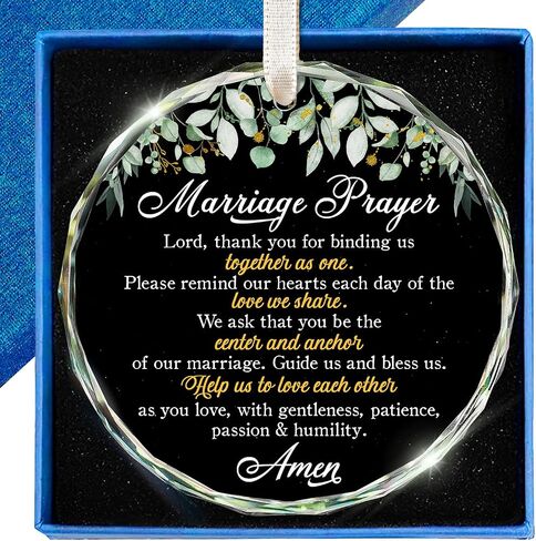 ZAGKOO Christian Wedding Gifts for Couple 2025 - Marriage Prayer Religious Wedding Gift for Newlyweds, Married Couples Anniversary, Bride, Groom - Mr & Mrs Decor, Bridal Shower Gift - Glass Ornament in Saudi Arabia