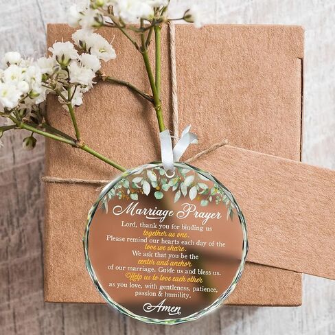 ZAGKOO Christian Wedding Gifts for Couple 2025 - Marriage Prayer Religious Wedding Gift for Newlyweds, Married Couples Anniversary, Bride, Groom - Mr & Mrs Decor, Bridal Shower Gift - Glass Ornament in Saudi Arabia