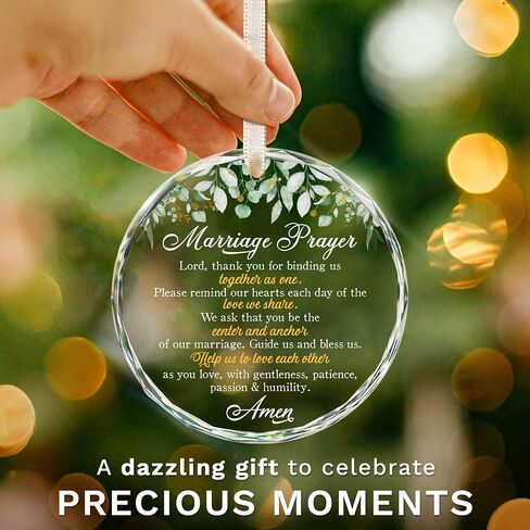 ZAGKOO Christian Wedding Gifts for Couple 2025 - Marriage Prayer Religious Wedding Gift for Newlyweds, Married Couples Anniversary, Bride, Groom - Mr & Mrs Decor, Bridal Shower Gift - Glass Ornament in Saudi Arabia