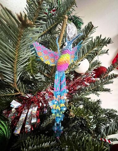 MIA Jewel Shop - Decord Decor Hummingbird تمثال شنقا | تماثيل الطيور ديكور المنزل | زخارف الزجاج الزجاجي الزجاجي الزخرفية الزخرفية الحلي المعلقة - الديكور المصنوع يدويًا (زرقاء فاتح/باستيل) in Kuwait