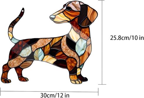 Dachshund Window Hanging Decor Suncatcher, Stain Acrylic Window Ornament, Animal Memorial Gifts, Handcrafted Sun Catchers Decor for Indoor Outdoor Garden (S 5.9 * 5.1 in) in Saudi Arabia