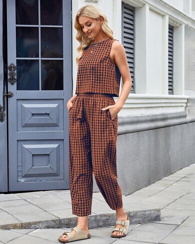 2 Piece Sets For Women 2025 Summer Matching Wide Leg Crop Pants Outfits Travel Vacation Beach Lounge Sets in Saudi Arabia
