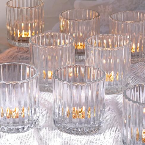 Glass Large Votive Candle Holder Set of 8, Tea Lights Candle Holders for Wedding Table Centerpieces, Boho Decor, Home Dinner Birthday Party Decor, Bridal Shower and Holiday Decorations in Saudi Arabia
