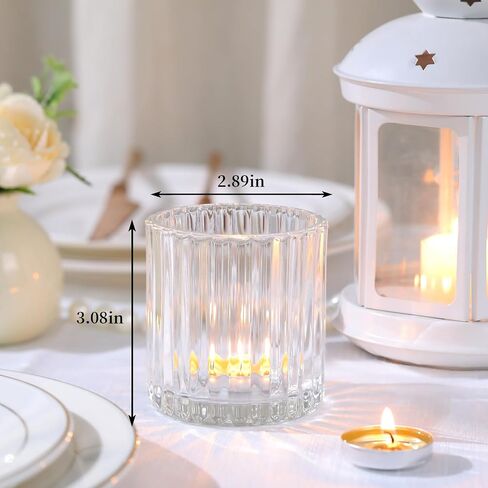 Glass Large Votive Candle Holder Set of 8, Tea Lights Candle Holders for Wedding Table Centerpieces, Boho Decor, Home Dinner Birthday Party Decor, Bridal Shower and Holiday Decorations in Saudi Arabia