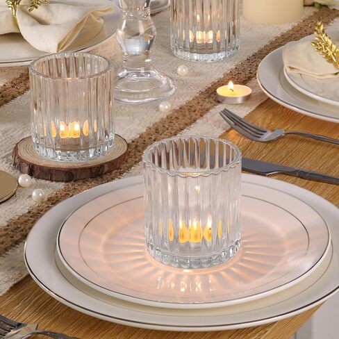 Glass Large Votive Candle Holder Set of 8, Tea Lights Candle Holders for Wedding Table Centerpieces, Boho Decor, Home Dinner Birthday Party Decor, Bridal Shower and Holiday Decorations in Saudi Arabia