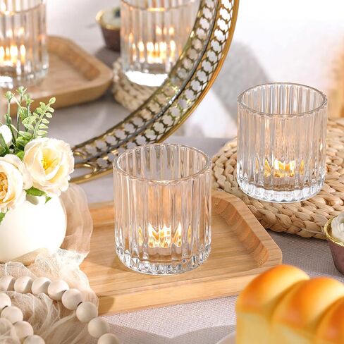Glass Large Votive Candle Holder Set of 8, Tea Lights Candle Holders for Wedding Table Centerpieces, Boho Decor, Home Dinner Birthday Party Decor, Bridal Shower and Holiday Decorations in Saudi Arabia