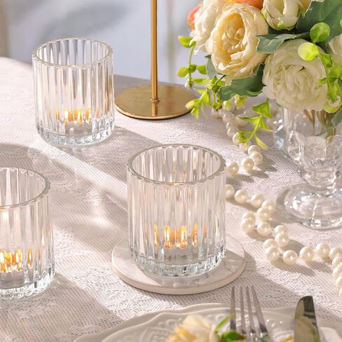 Glass Large Votive Candle Holder Set of 8, Tea Lights Candle Holders for Wedding Table Centerpieces, Boho Decor, Home Dinner Birthday Party Decor, Bridal Shower and Holiday Decorations in Saudi Arabia