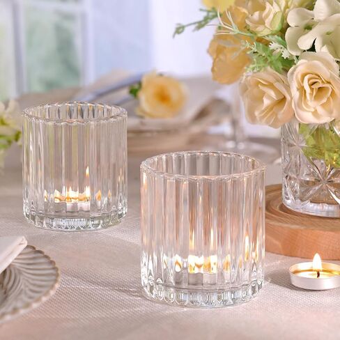 Glass Large Votive Candle Holder Set of 8, Tea Lights Candle Holders for Wedding Table Centerpieces, Boho Decor, Home Dinner Birthday Party Decor, Bridal Shower and Holiday Decorations in Saudi Arabia