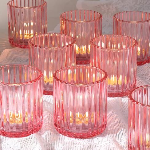 Glass Large Votive Candle Holder Set of 8, Tea Lights Candle Holders for Wedding Table Centerpieces, Boho Decor, Home Dinner Birthday Party Decor, Bridal Shower and Holiday Decorations in Saudi Arabia