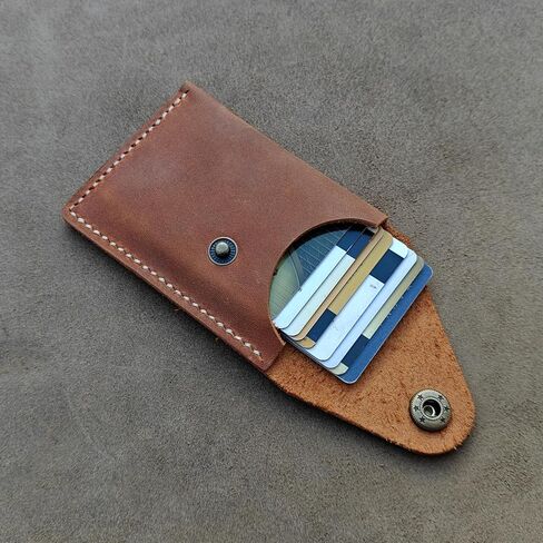 Slim Leather Business Card Holder, Minimalist Credit Card Wallet for Men and Women (Brown) in Saudi Arabia