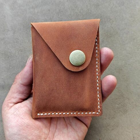 Slim Leather Business Card Holder, Minimalist Credit Card Wallet for Men and Women (Brown) in Saudi Arabia