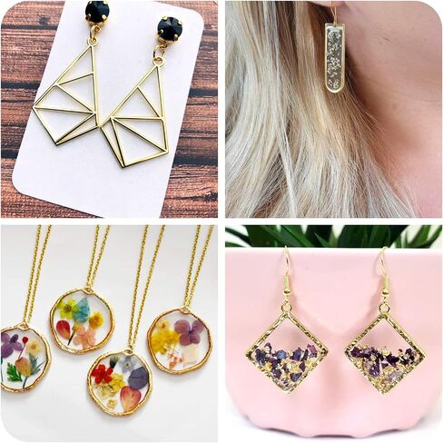 Beadthoven 32pcs Open Back Bezel Pendants Hollow Mold Geometric Resin Frame DIY Earrings Pendants Bezel Blank Trays Bezels Jewelry Molds for Resin Casting DIY Necklace Bracelet Jewelry Making Findings in Saudi Arabia