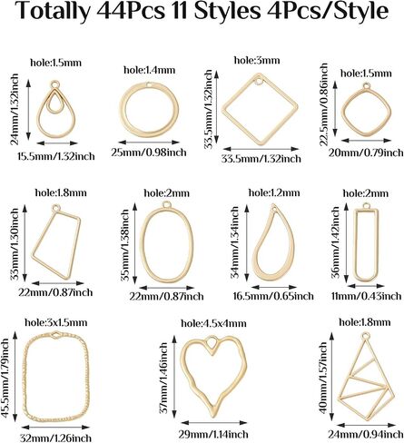 Beadthoven 32pcs Open Back Bezel Pendants Hollow Mold Geometric Resin Frame DIY Earrings Pendants Bezel Blank Trays Bezels Jewelry Molds for Resin Casting DIY Necklace Bracelet Jewelry Making Findings in Saudi Arabia
