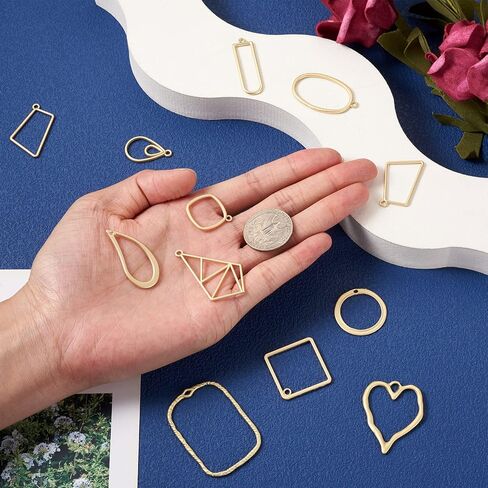 Beadthoven 32pcs Open Back Bezel Pendants Hollow Mold Geometric Resin Frame DIY Earrings Pendants Bezel Blank Trays Bezels Jewelry Molds for Resin Casting DIY Necklace Bracelet Jewelry Making Findings in Saudi Arabia