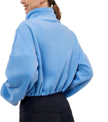 Womens Fleece Jacket Sherpa Cropped Oversized Sweatshirt Bomber Jackets for Women in Kuwait