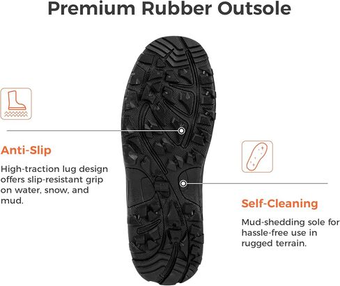 Ubon Men's Waterproof Neoprene Rain Boot Insulated Rubber Boots for Mud Work, Hunting, Fishing and Gardening with Adjustable Mid Calf in Saudi Arabia