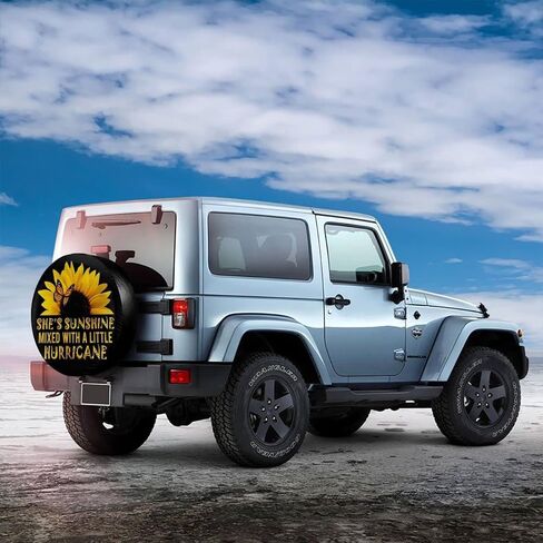 Spare Tire Cover Butterfly and Sunflower She is Sunshine Wheel Protectors Waterproof Dust-Proof Wheel Covers Universal Fit for SUV Truck Trailer RV Camper Travel Trailers 16 inch in Kuwait