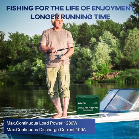 Deason 12V 100ah Mini LifePo4 Lithium Battery - 100A BMS ، عمر 10 سنوات ، ما يصل إلى 15000 دورة ، كحد أقصى. 1280WH الطاقة في الحجم الصغير ، مثالية للربح الرصاص ، الطاقة الشمسية ، محرك التصيد ، القوارب ، التجديف بالكاياك ، البحرية وما إلى ذلك. in Saudi Arabia