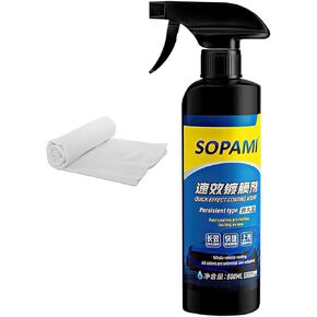 Sopami Car Coating Spray,Quick Effect Coating Agent,Quickly Coat Car Wax,Polish Spray Waterless Wash Wax,Oil Film Emulsion Glass Cleaner