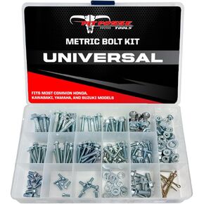Pit Posse PP2709 Universal Metric Motorcycle Bolt Variety MX 185 pc. Kit - Compatible with Yamaha Honda Suzuki Kawasaki - Metric Bolts, Nuts, Sprocket Bolts, Head Screws, Hex Flange Nuts