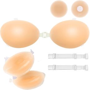 Nimiah Silicone Adhesive Bra Push-up - Invisible Sticky Boobsfor Women for Backless Dress Top with Nipple Covers