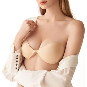 Adhesive Strapless Bras for Women Sticky Bra Push Up Backless Invisible Bra Nude
