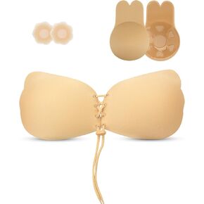 Backless Strapless Bra for Push Up, Padded Adhesive Invisible Sticky for Women with Lift Breast Petals