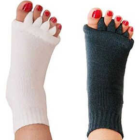 Separator Socks Yoga Sports Gym Health Massage Foot Alignment Socks (White+Black)