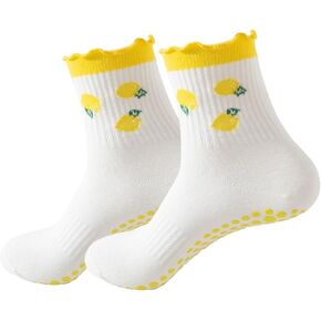 Women's Pilates Non-slip Yoga Socks Ballet Sports Cherry Rehabilitation Slippers Socks Suitable for Size 6-10