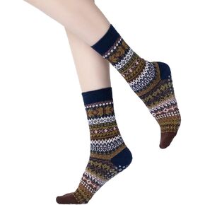 Yoga Pilates Socks with Grips for Women Non Slip Knit Patterned Cushioned Crew Socks for Barre Ballet Dance