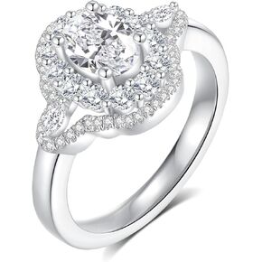 Moissanite Engagement Retro Rings for Women 18 K white glod Plated 925 Sterling Silver Ring Jewelry Gifts