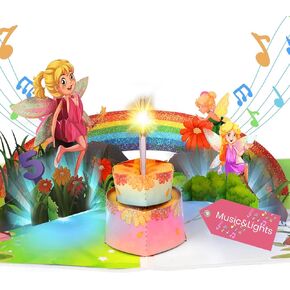Birthday Cards, Musical Birthday Cards with Lights, 3D Pop Up Birthday Cards for Girls, Daughters, Granddaughters, Nieces - Fairy Birthday Cards with Blowable Candles for 2/3/4/5/6/7/8 Year Old Girls in Saudi Arabia