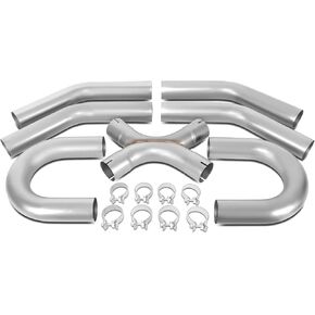 DNA MOTORING 3 Inch OD DIY Pipe Kit Universal Exhaust System 45 Degree 180 Degree Tubing Set with Clamps T304 Stainless Steel, ZTL-X-30