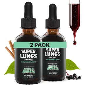 الرئتين السوبر Mullein Drops - صبغة دعم الرئة العشبية مع مستخلص أوراق Mullein Elderberry Reishi Marshmallow - يدعم التنفس الواضح والعافية - 2 أوقية