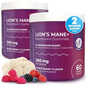 دكتور. Moritz Lions Mane Gummies للبالغين والأطفال 4+ - فطر صغار مع مزيج 12 في 1 بما في ذلك Reishi & Chaga - Lions Mane للأطفال والبالغين - لا يوجد أي سكر ، غير المعدلة وراثيًا (60 Count)