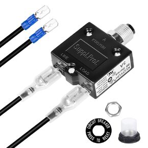 Push Button Circuit Breaker 3 أمبير ، اختبار الصمامات ، رحلة تلقائية ، إعادة تعيين يدوي 32 فولت ، حماية منخفضة الجهد مع غطاء مقاوم للماء