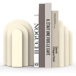 Wegaso Heavy Duty Concrete Bookends for Shelves - Vintage Decorative Bookends for Heavy Books, Reinforced Modern Design, Durable Heavy Bookends for Living Room & Study(2-Pack)