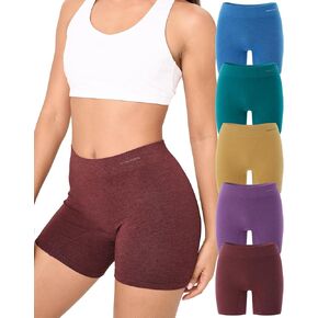 BAMBOO COOL Womens Boyshort Panties Seamless Underwear Stretchy Boxer Briefs For Ladies 5 Pack