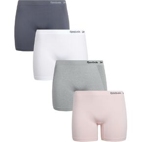 Reebok Womens Boy Shorts Underwear - 4 Pack Seamless Long Leg Boyshorts Panties for Women (S-3X, available in Plus Size)