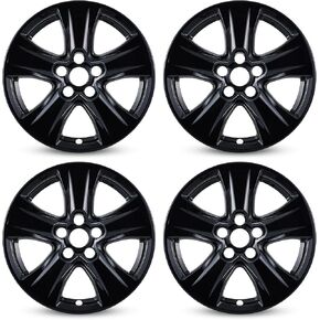 Set of 4 17 inch ABS Wheel Skins for 2019-2025 Toyota RAV4, Wheel Covers Compatible with 19-25 Toyota Rav4 - Gloss Black, Snap-on Wheel Skin Replacement Set