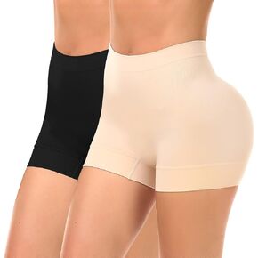 2 Pack Womens Seamless Shapewear Shorts Butt lift Boyshorts Panties Tummy Control Slimming Underwear Slip Shorts Under Dress
