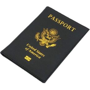 JOYID The US Passport Cover Soft Leather Travel Document Passport Protection Card Cover Clip for Women Men-Black