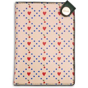 ban.do Getaway Retro Passport Holder, Durable Vegan Leather Passport Cover, Travel Wallet Fits Credit Cards and Vaccine Card, Cherry Hearts